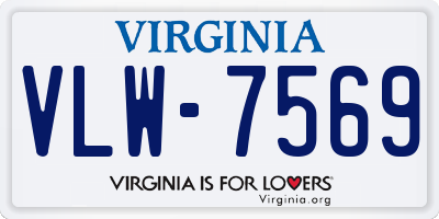 VA license plate VLW7569