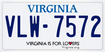 VA license plate VLW7572