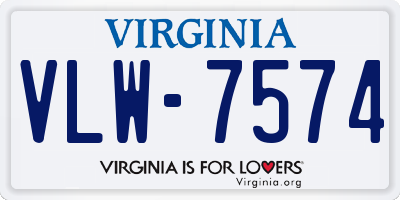 VA license plate VLW7574