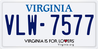 VA license plate VLW7577