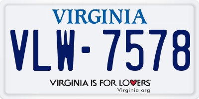 VA license plate VLW7578