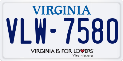 VA license plate VLW7580