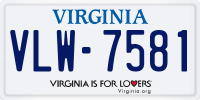 VA license plate VLW7581