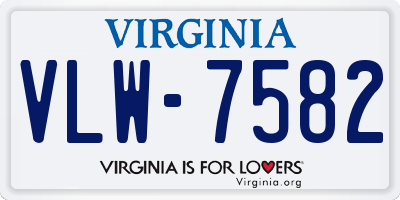 VA license plate VLW7582