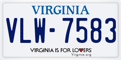 VA license plate VLW7583