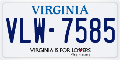 VA license plate VLW7585