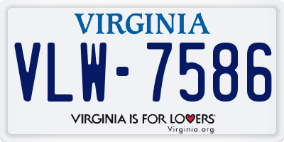 VA license plate VLW7586