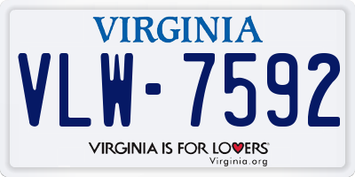 VA license plate VLW7592