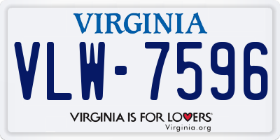 VA license plate VLW7596