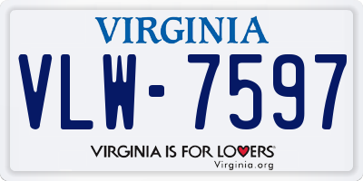 VA license plate VLW7597