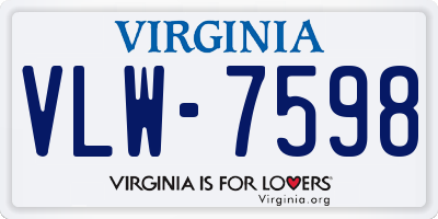 VA license plate VLW7598