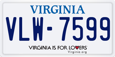 VA license plate VLW7599