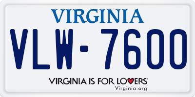 VA license plate VLW7600