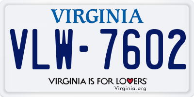 VA license plate VLW7602