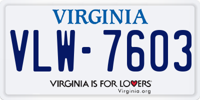 VA license plate VLW7603