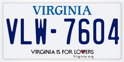 VA license plate VLW7604