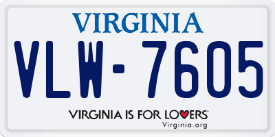 VA license plate VLW7605