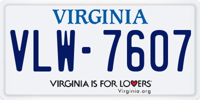 VA license plate VLW7607