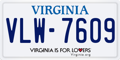 VA license plate VLW7609