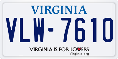 VA license plate VLW7610