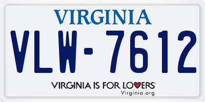 VA license plate VLW7612