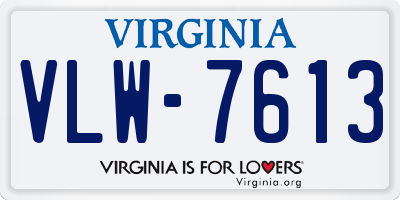 VA license plate VLW7613