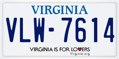 VA license plate VLW7614