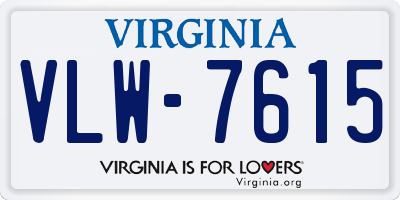 VA license plate VLW7615