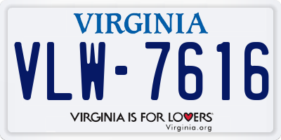 VA license plate VLW7616