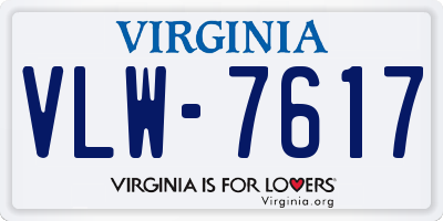 VA license plate VLW7617