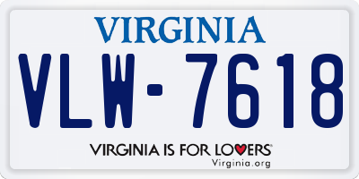 VA license plate VLW7618