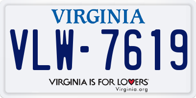 VA license plate VLW7619