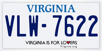 VA license plate VLW7622