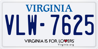 VA license plate VLW7625