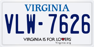 VA license plate VLW7626