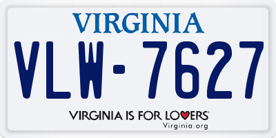 VA license plate VLW7627