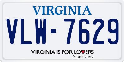 VA license plate VLW7629