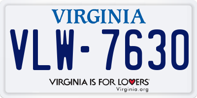 VA license plate VLW7630