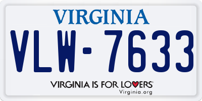 VA license plate VLW7633