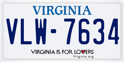 VA license plate VLW7634