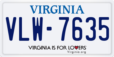 VA license plate VLW7635