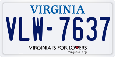 VA license plate VLW7637