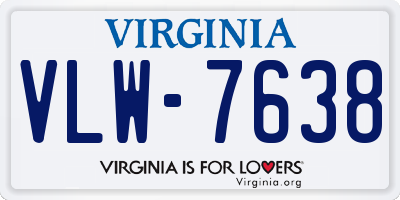 VA license plate VLW7638