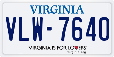 VA license plate VLW7640