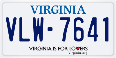 VA license plate VLW7641