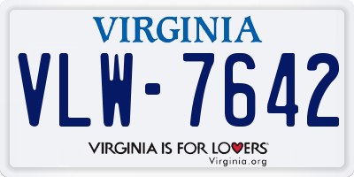 VA license plate VLW7642