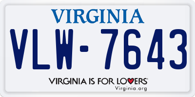 VA license plate VLW7643