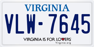 VA license plate VLW7645