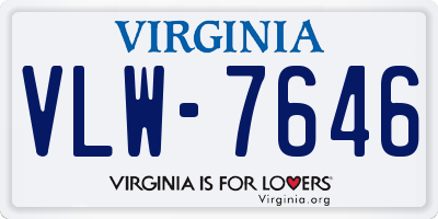 VA license plate VLW7646