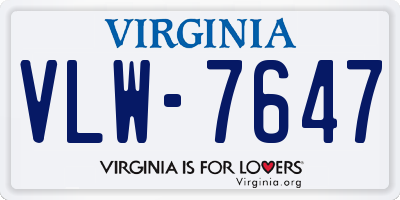 VA license plate VLW7647